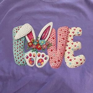Comfort Colors Purple Kids Tee with Love and Bunny Design